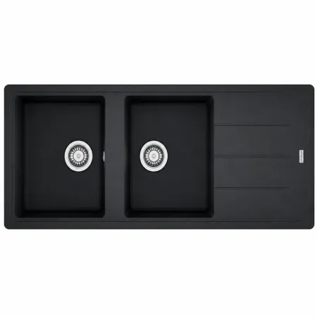 Lavello 2 Vasche 116x50 cm Fragranite Nero Gocciolatoio Reversibile