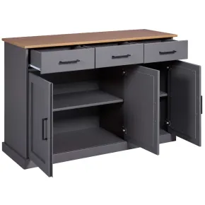 Credenza 3 Ante 3 Cassetti Madia in Legno Massello Grigio Rovere 2