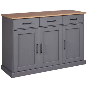 Credenza 3 Ante 3 Cassetti Madia in Legno Massello Grigio Rovere