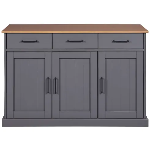 Credenza 3 Ante 3 Cassetti Madia in Legno Massello Grigio Rovere