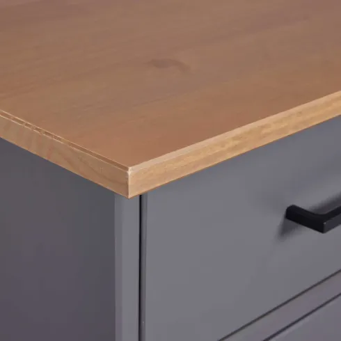Credenza 3 Ante 3 Cassetti Madia in Legno Massello Grigio Rovere