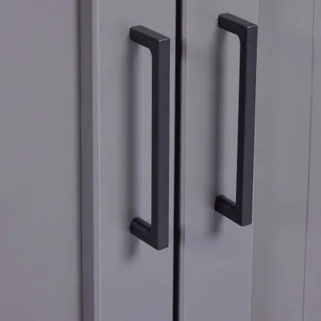 Credenza 3 Ante 3 Cassetti Madia in Legno Massello Grigio Rovere