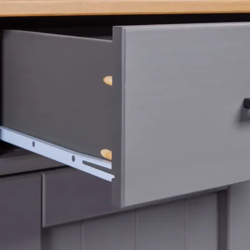 Credenza 3 Ante 3 Cassetti Madia in Legno Massello Grigio Rovere