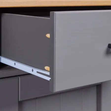 Credenza 3 Ante 3 Cassetti Madia in Legno Massello Grigio Rovere