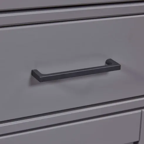 Vetrina 4 Ante 2 Cassetti Credenza Soggiorno in Legno Grigio Rovere