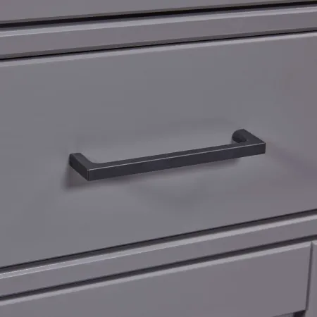 Vetrina 4 Ante 2 Cassetti Credenza Soggiorno in Legno Grigio Rovere