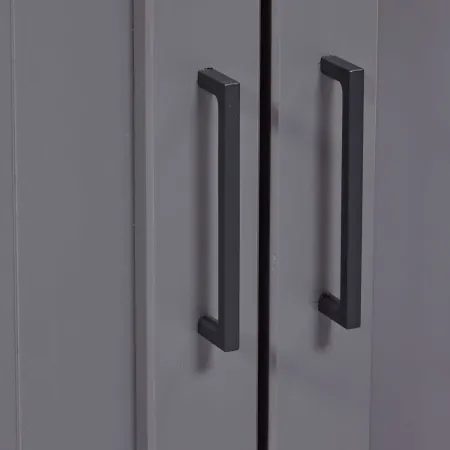 Vetrina 4 Ante 2 Cassetti Credenza Soggiorno in Legno Grigio Rovere