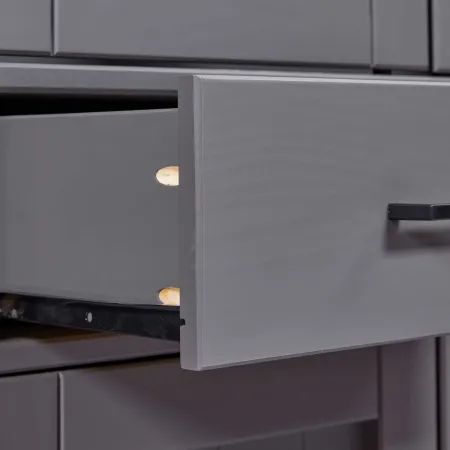 Vetrina 4 Ante 2 Cassetti Credenza Soggiorno in Legno Grigio Rovere