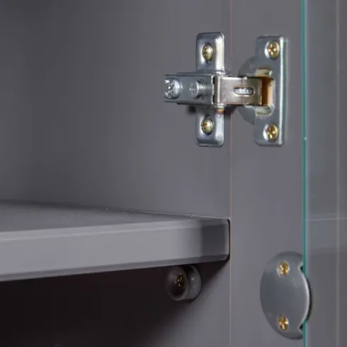 Vetrina 4 Ante 2 Cassetti Credenza Soggiorno in Legno Grigio Rovere