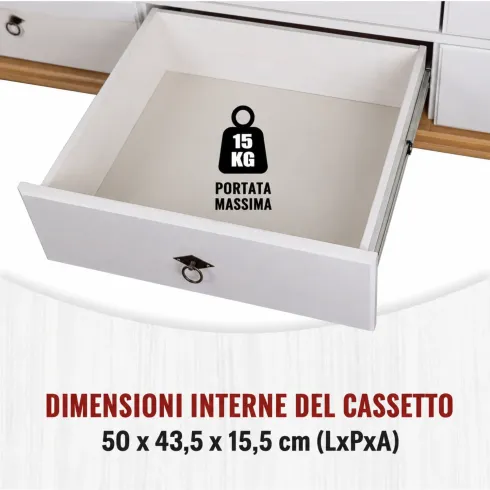 Armadio Camera da Letto 3 Ante con Specchio in Legno Bianco Rovere