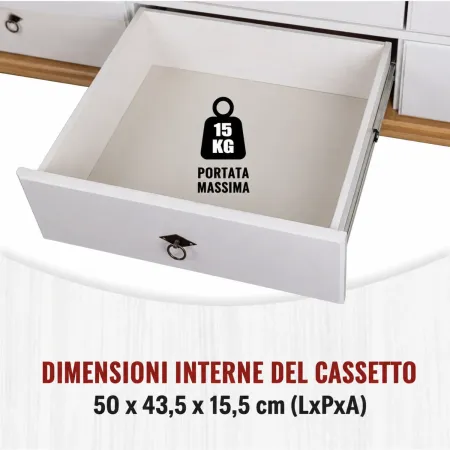 Armadio Camera da Letto 3 Ante con Specchio in Legno Bianco Rovere