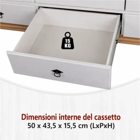 Armadio Camera da Letto 4 Ante Specchi 4 Cassetti Legno Bianco Rovere