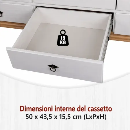Armadio Camera da Letto 4 Ante Specchi 4 Cassetti Legno Bianco Rovere