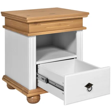 Comodino con Cassetto per Camera da Letto in Legno Bianco Rovere
