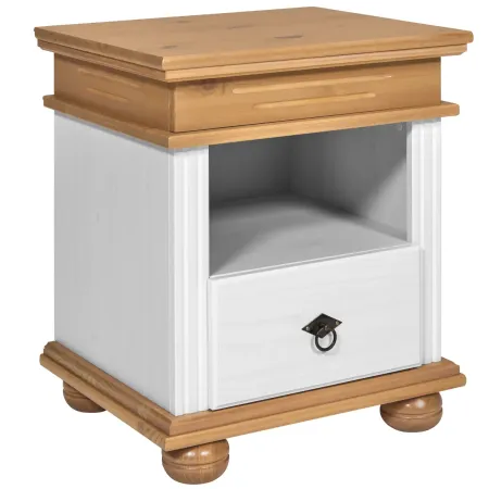 Comodino con Cassetto per Camera da Letto in Legno Bianco Rovere