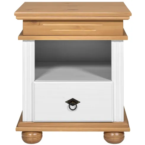 Comodino con Cassetto per Camera da Letto in Legno Bianco Rovere