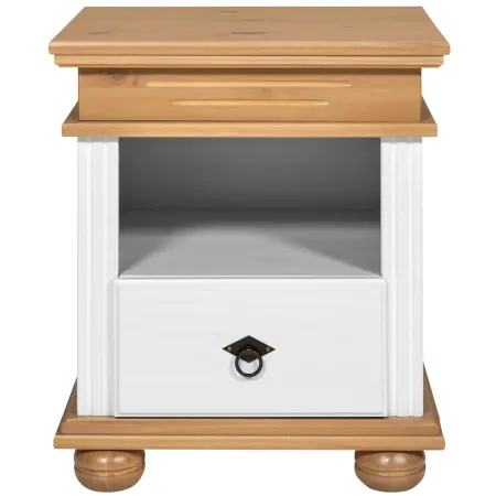 Comodino con Cassetto per Camera da Letto in Legno Bianco Rovere