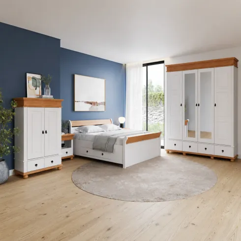 Comodino con Cassetto per Camera da Letto in Legno Bianco Rovere