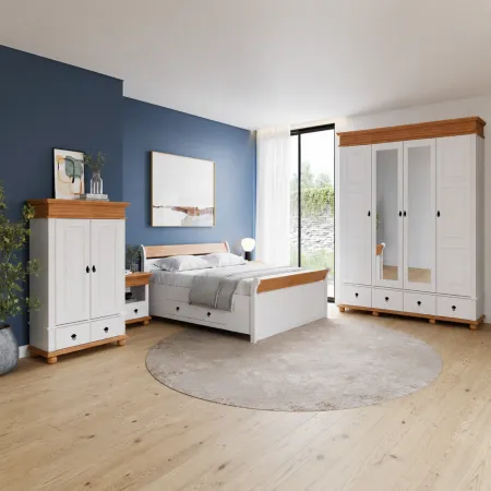 Comodino con Cassetto per Camera da Letto in Legno Bianco Rovere
