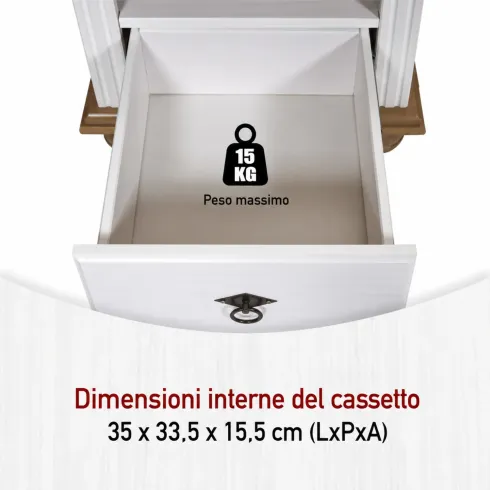 Comodino con Cassetto per Camera da Letto in Legno Bianco Rovere