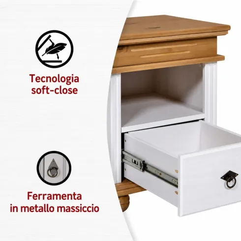 Comodino con Cassetto per Camera da Letto in Legno Bianco Rovere