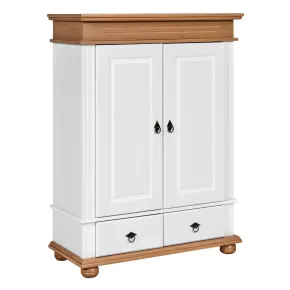 Armadio a 2 Ante con 2 Cassetti Camera da Letto in Legno Bianco Rovere