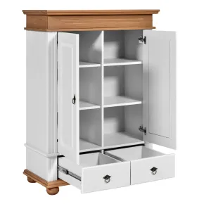 Armadio a 2 Ante con 2 Cassetti Camera da Letto in Legno Bianco Rovere 2