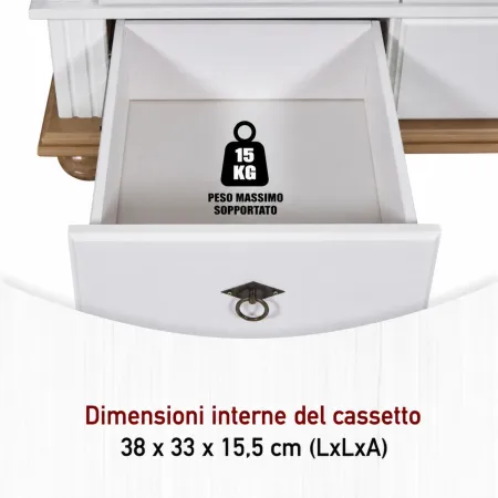 Armadio a 2 Ante con 2 Cassetti Camera da Letto in Legno Bianco Rovere