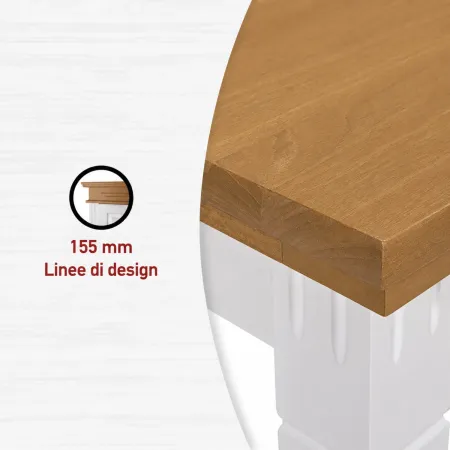 Tavolo da Pranzo Bianco Rovere 160x90x76,5 cm in Legno Massello