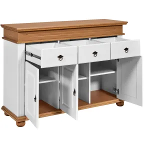 Credenza da Cucina in Legno Massello Bianco Rovere 3 Ante 3 Cassetti 2