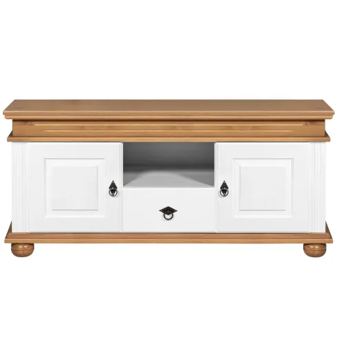 Mobile Porta TV con 2 Ante Cassetto Legno Bianco Rovere da Soggiorno