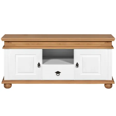 Mobile Porta TV con 2 Ante Cassetto Legno Bianco Rovere da Soggiorno