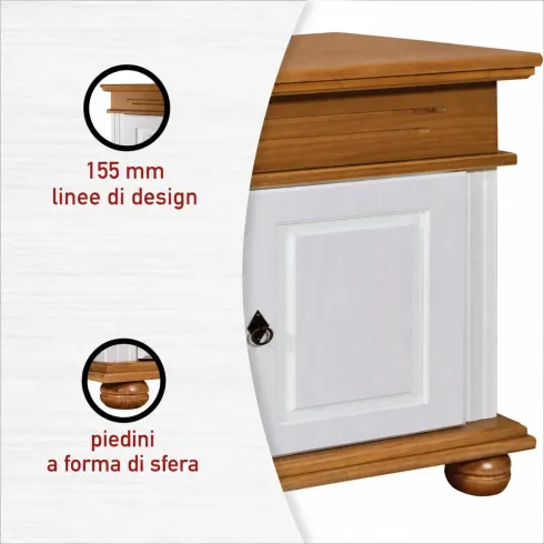 Mobile Porta TV con 2 Ante Cassetto Legno Bianco Rovere da Soggiorno