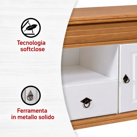 Mobile Porta TV con 2 Ante Cassetto Legno Bianco Rovere da Soggiorno