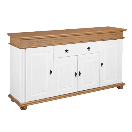 Madia 4 Ante con Cassetto Legno Bianco Rovere Credenza da Soggiorno