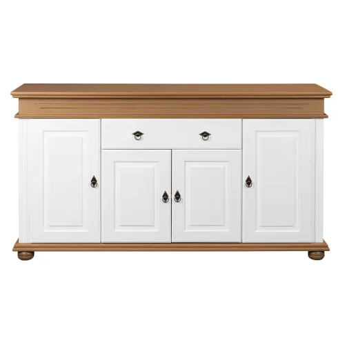 Madia 4 Ante con Cassetto Legno Bianco Rovere Credenza da Soggiorno