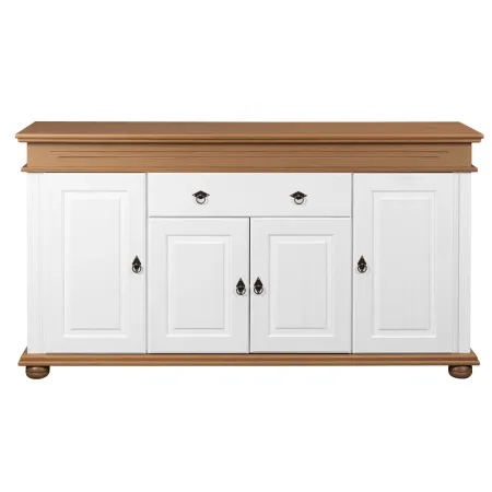 Madia 4 Ante con Cassetto Legno Bianco Rovere Credenza da Soggiorno