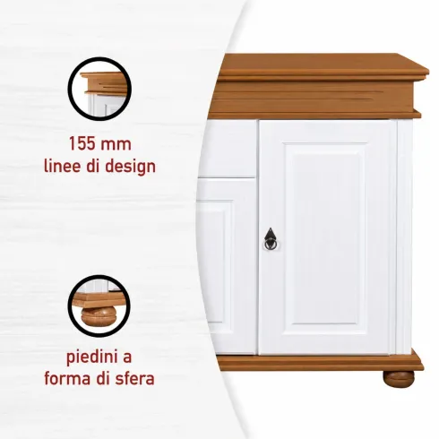 Madia 4 Ante con Cassetto Legno Bianco Rovere Credenza da Soggiorno