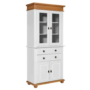 Vetrina Credenza in Legno Bianco Rovere con 4 Ante da Soggiorno Cucina