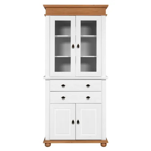 Vetrina Credenza in Legno Bianco Rovere con 4 Ante da Soggiorno Cucina