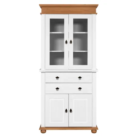 Vetrina Credenza in Legno Bianco Rovere con 4 Ante da Soggiorno Cucina