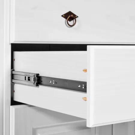 Vetrina Credenza in Legno Bianco Rovere con 4 Ante da Soggiorno Cucina