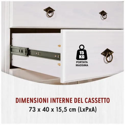 Vetrina Credenza in Legno Bianco Rovere con 4 Ante da Soggiorno Cucina