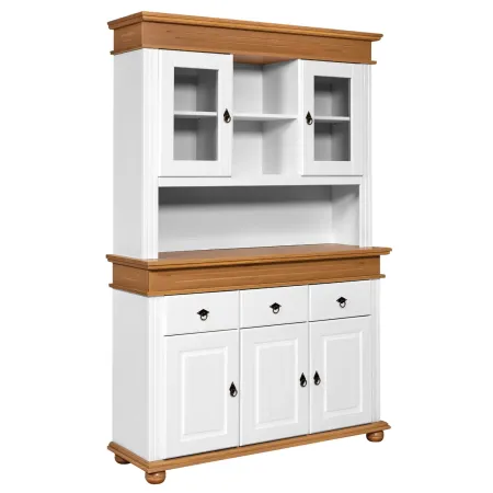 Credenza Vetrina con Ante Cassetti Ripiani in Legno Bianco Rovere