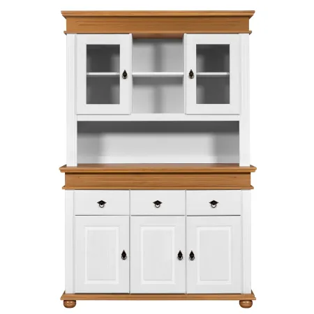 Credenza Vetrina con Ante Cassetti Ripiani in Legno Bianco Rovere