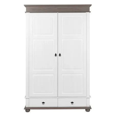 Armadio a 2 Ante con 2 Cassetti Camera da Letto in Legno Bianco Grigio