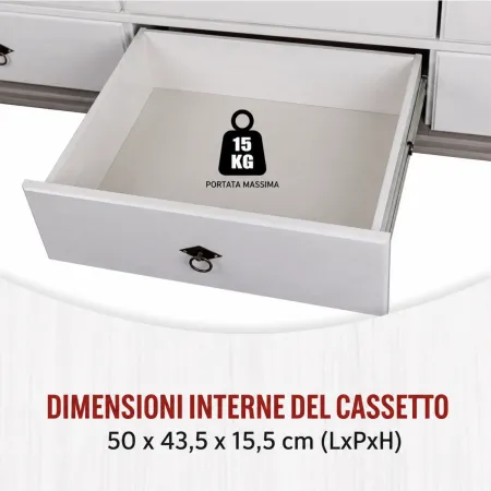 Armadio a 2 Ante con 2 Cassetti Camera da Letto in Legno Bianco Grigio