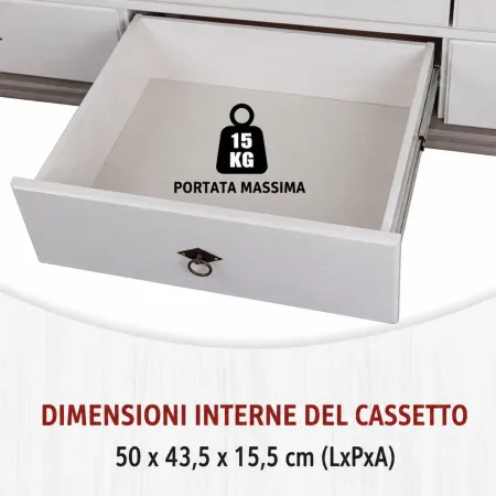 Armadio Camera da Letto 3 Ante con Specchio in Legno Bianco Grigio