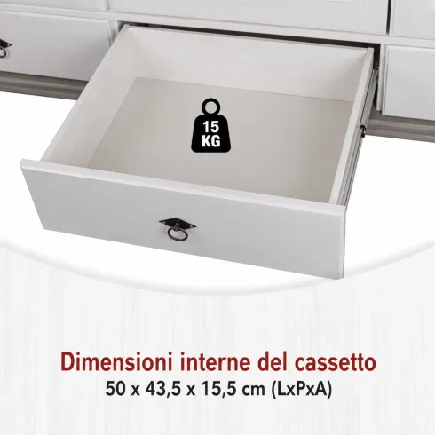 Armadio Camera da Letto 4 Ante Specchi 4 Cassetti Legno Bianco Grigio
