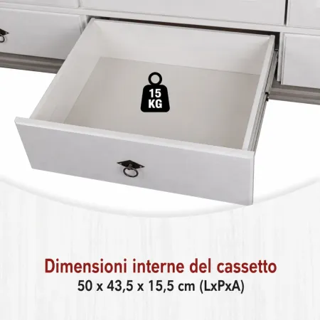 Armadio Camera da Letto 4 Ante Specchi 4 Cassetti Legno Bianco Grigio